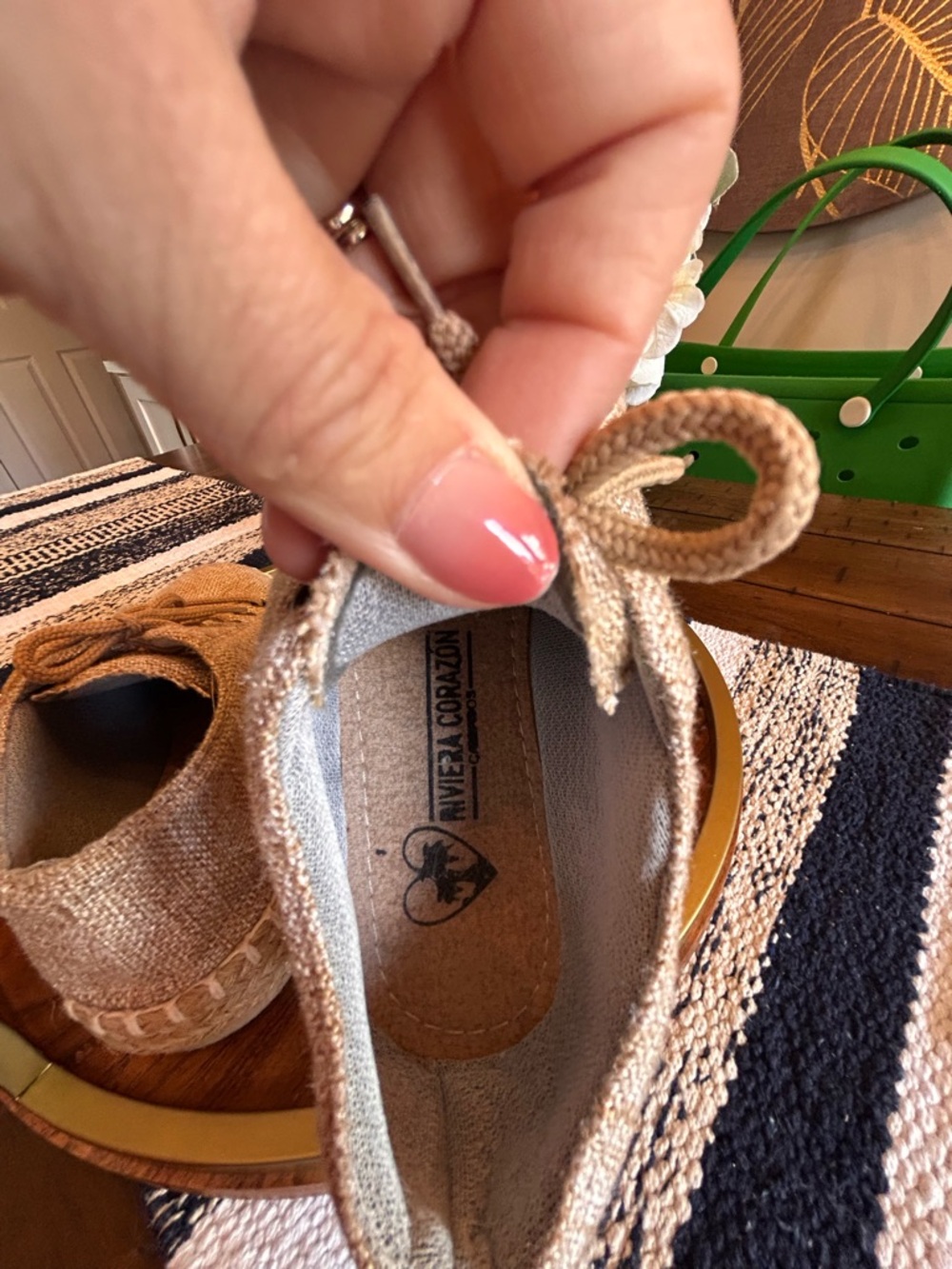 Women’s Espadrille Lace-Up Sneakers - Natural Beige - Picture 4 of 6